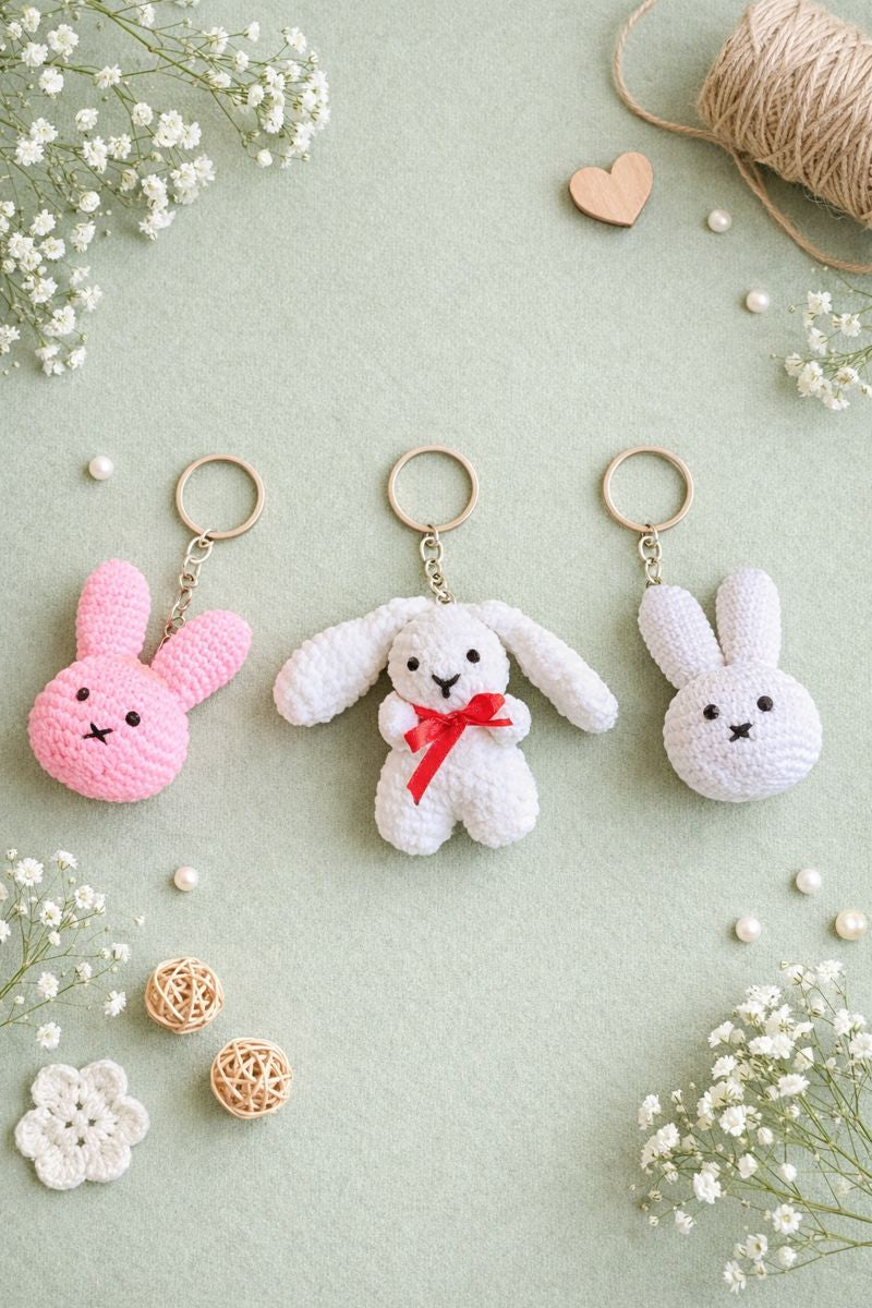 Handmade Crochet Keychain – Gift Set of 3