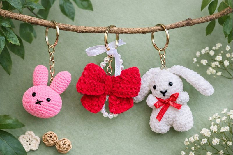Handmade Crochet Keychain – Gift Set of 3